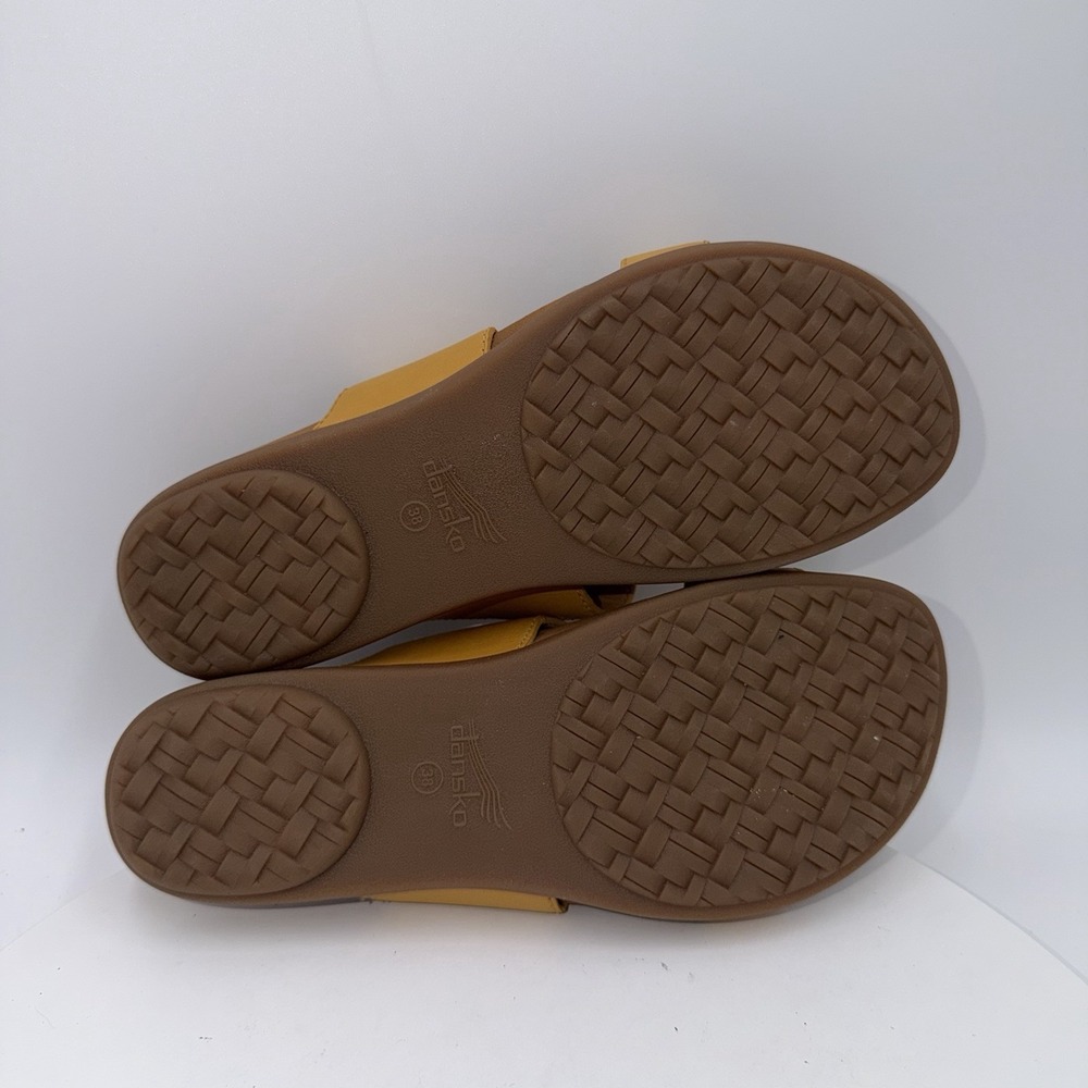 Dansko Justine Yellow Leather Double Strap Wedge Sandals Women's Size 38/7.5-8 - Picture 7 of 8